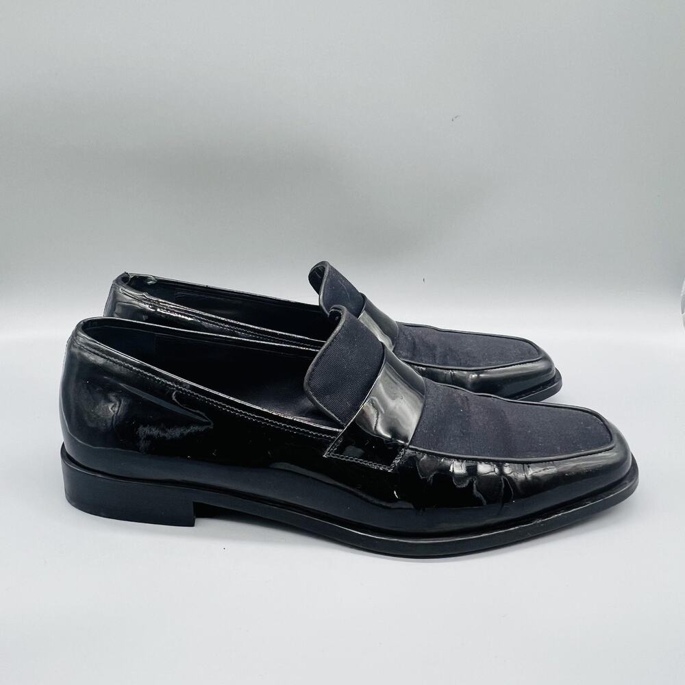 Salvatore Ferragamo Shoes Mens 10.5 Black Patent Loafer Flats Studio Casual